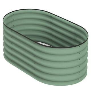 41.30 in. x 23.50 in. x 16.50 in. Green Steel Raised Garden Bed with Safety Edging for Flowers, Herbs and Vegetables | The Home Depot
