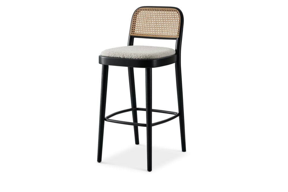 Edith Cane Bar Stool, Black | Castlery | Castlery US