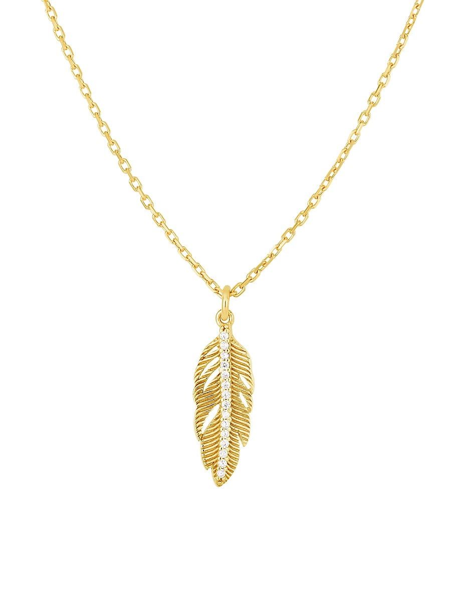 Chloe & Madison Women's 14K Gold Vermeil & Crystal Feather Pendant Necklace | Saks Fifth Avenue OFF 5TH