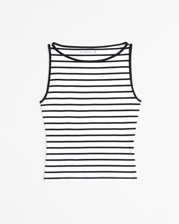 Cotton-Blend Seamless Fabric Boatneck Top | Abercrombie & Fitch (US)