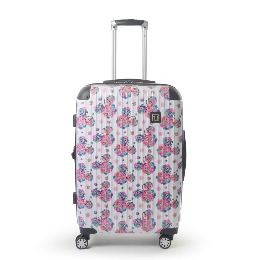 FUL Disney Minnie Mouse Printed 25"" Hardside Rolling Suitcase - Floral, Silver | Target