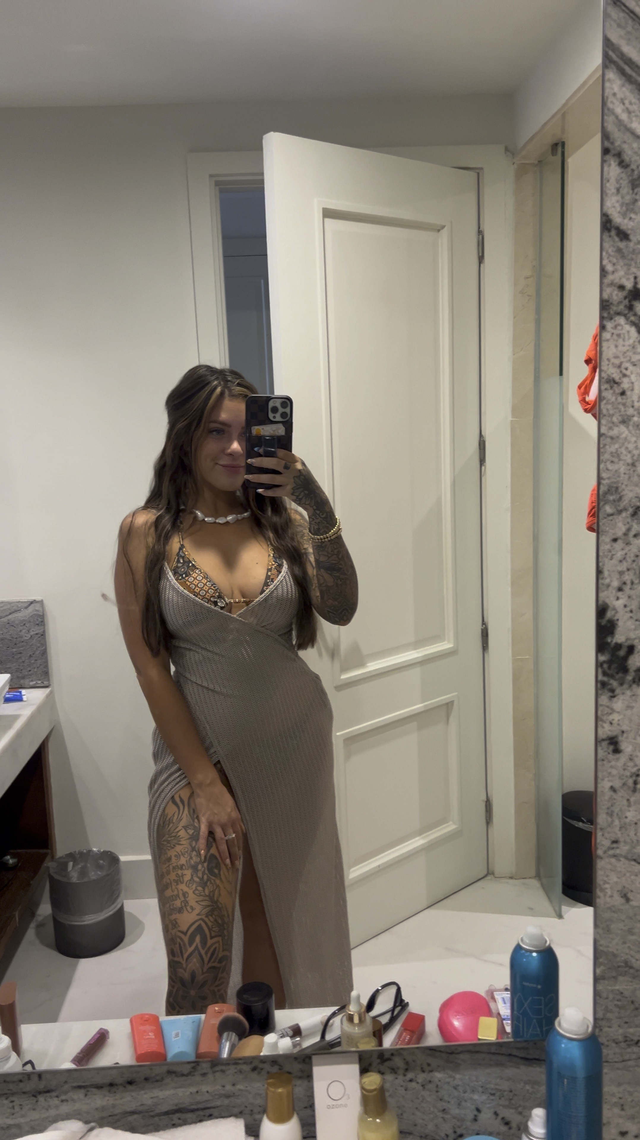 Neutral coverup dress for a beach day! ☀️🏝️ #vacayoutfit #beachootd 