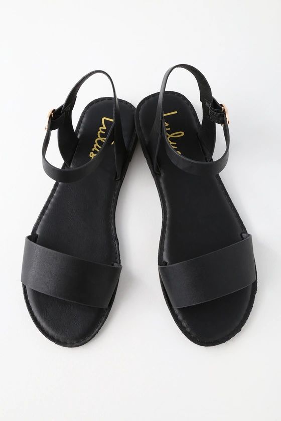 Hearts and Hashtags Black Flat Sandals | Lulus