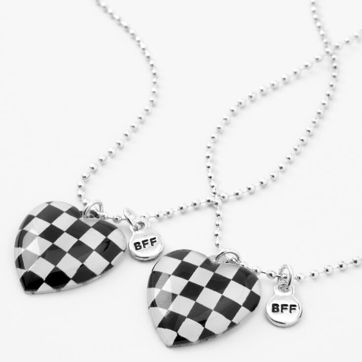 Best Friends Checkered Heart Pendant Necklaces - 2 Pack | Claire's (US)