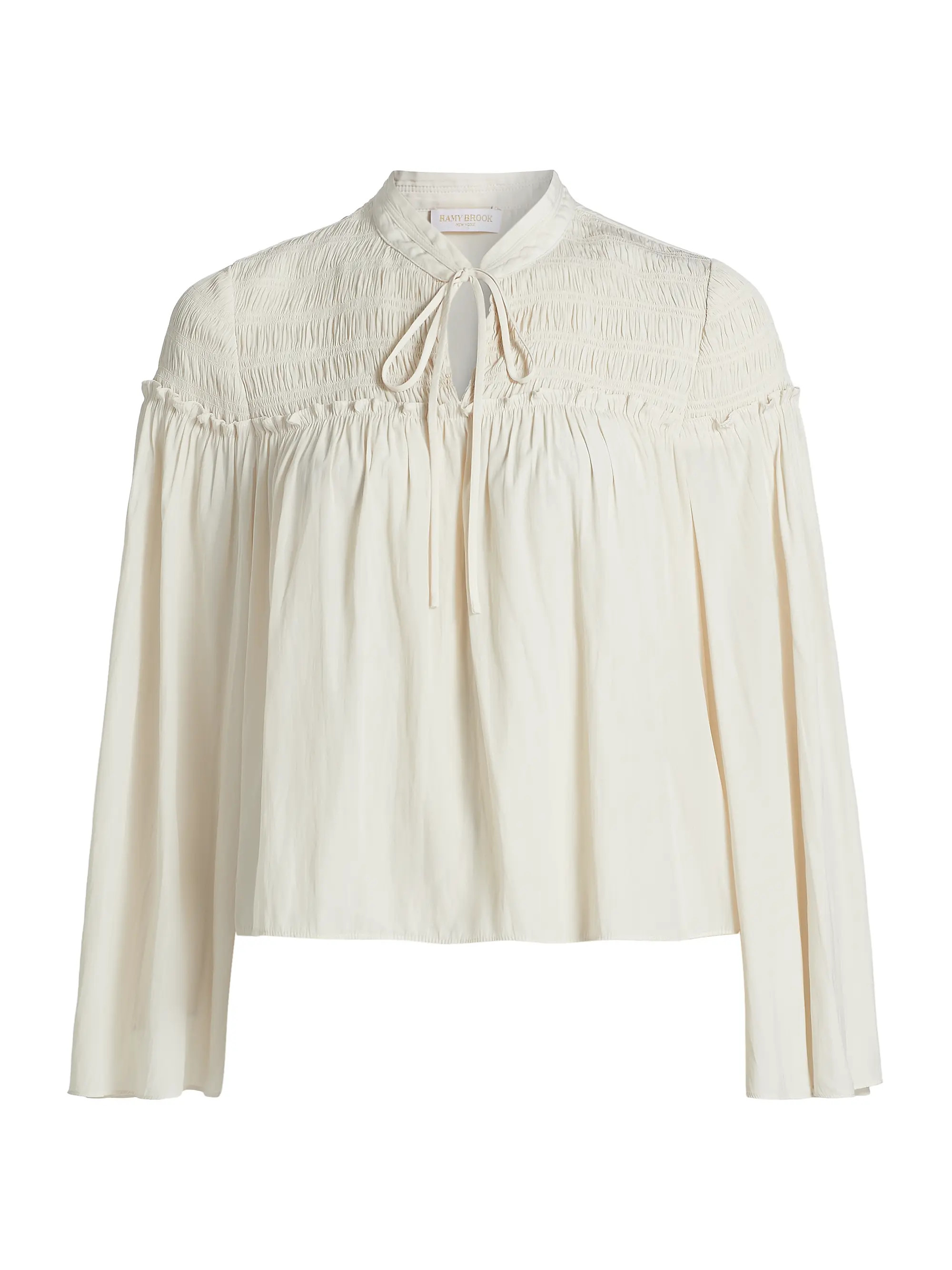Tallulah Smocked Tie-Neck Blouse | Saks Fifth Avenue