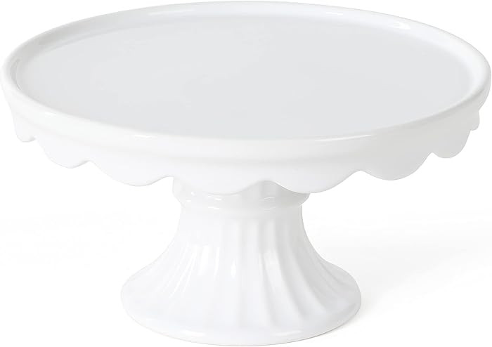 Martha Stewart Patterson 10" Round White Stoneware Pedestal Cake Stand, 5.1" Tall - Fits 9" Cakes... | Amazon (US)