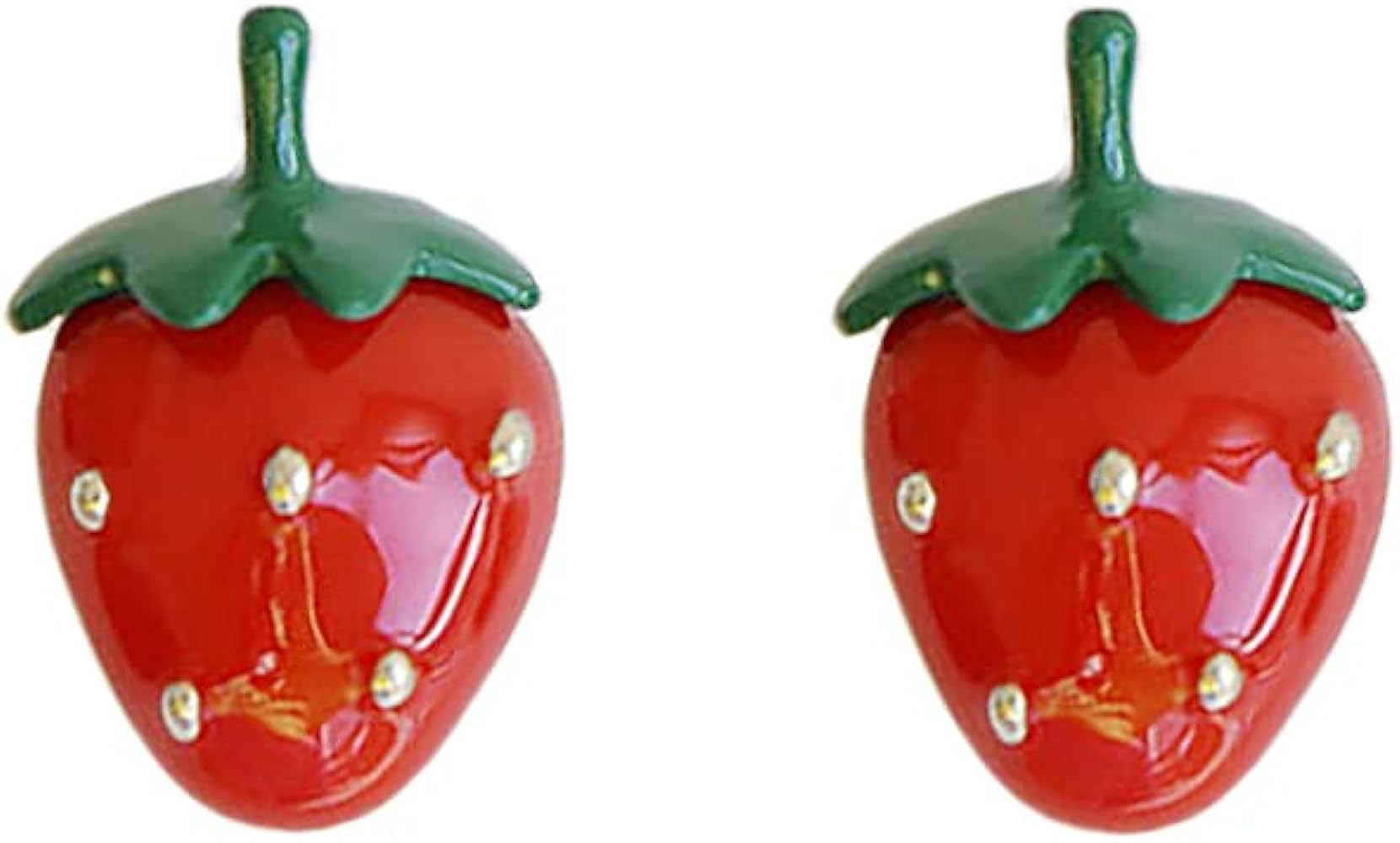 Cute Strawberry Stud Earrings for Women,Red Strawberry Earrings, Enamel White Strawberry Earring ... | Amazon (US)