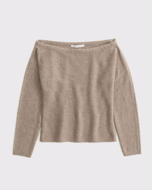 Women's Boucle Off-The-Shoulder Sweater | Women's Tops | Abercrombie.com | Abercrombie & Fitch (US)
