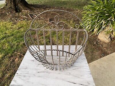 ANTIQUE VINTAGE HEAVY TWISTED WROUGHT IRON PATIO WALL PLANT HOLDER PLANTER ART | eBay US