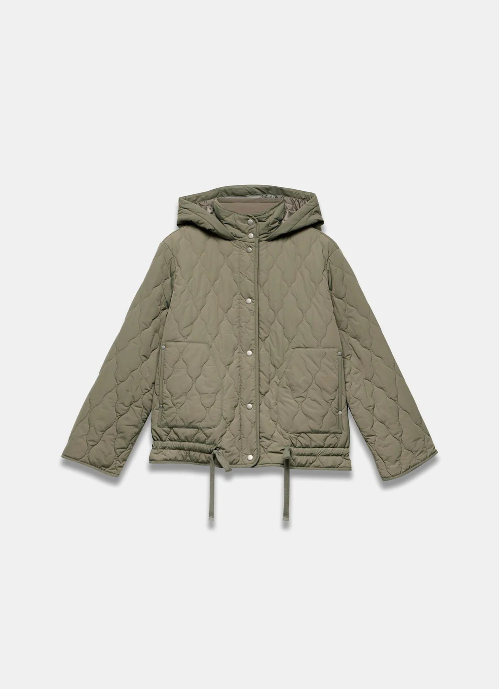Khaki Quilted Hooded Jacket | Mint Velvet