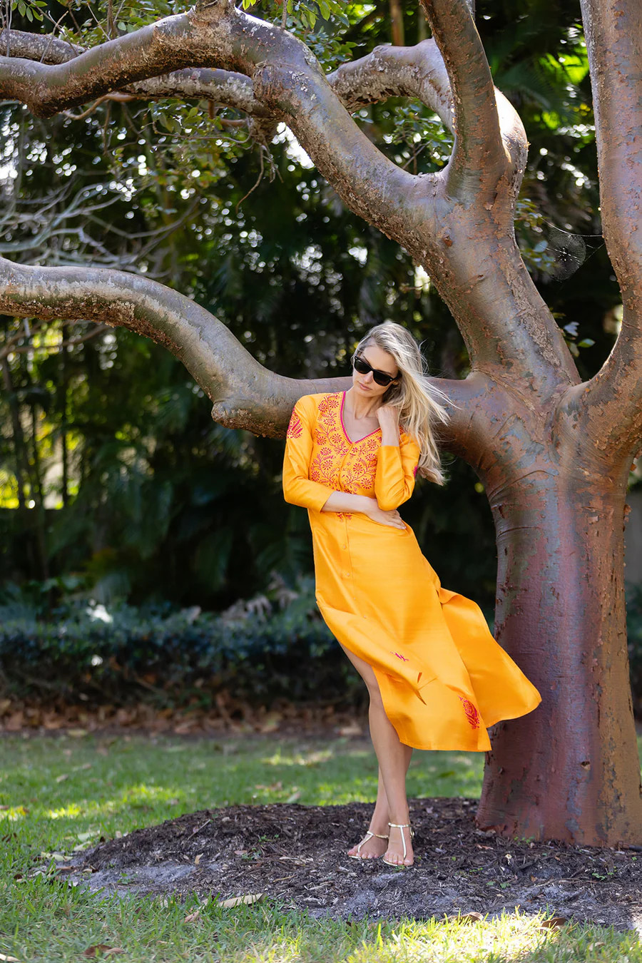 Chloe Caftan Dupioni - Mango | Julia Amory