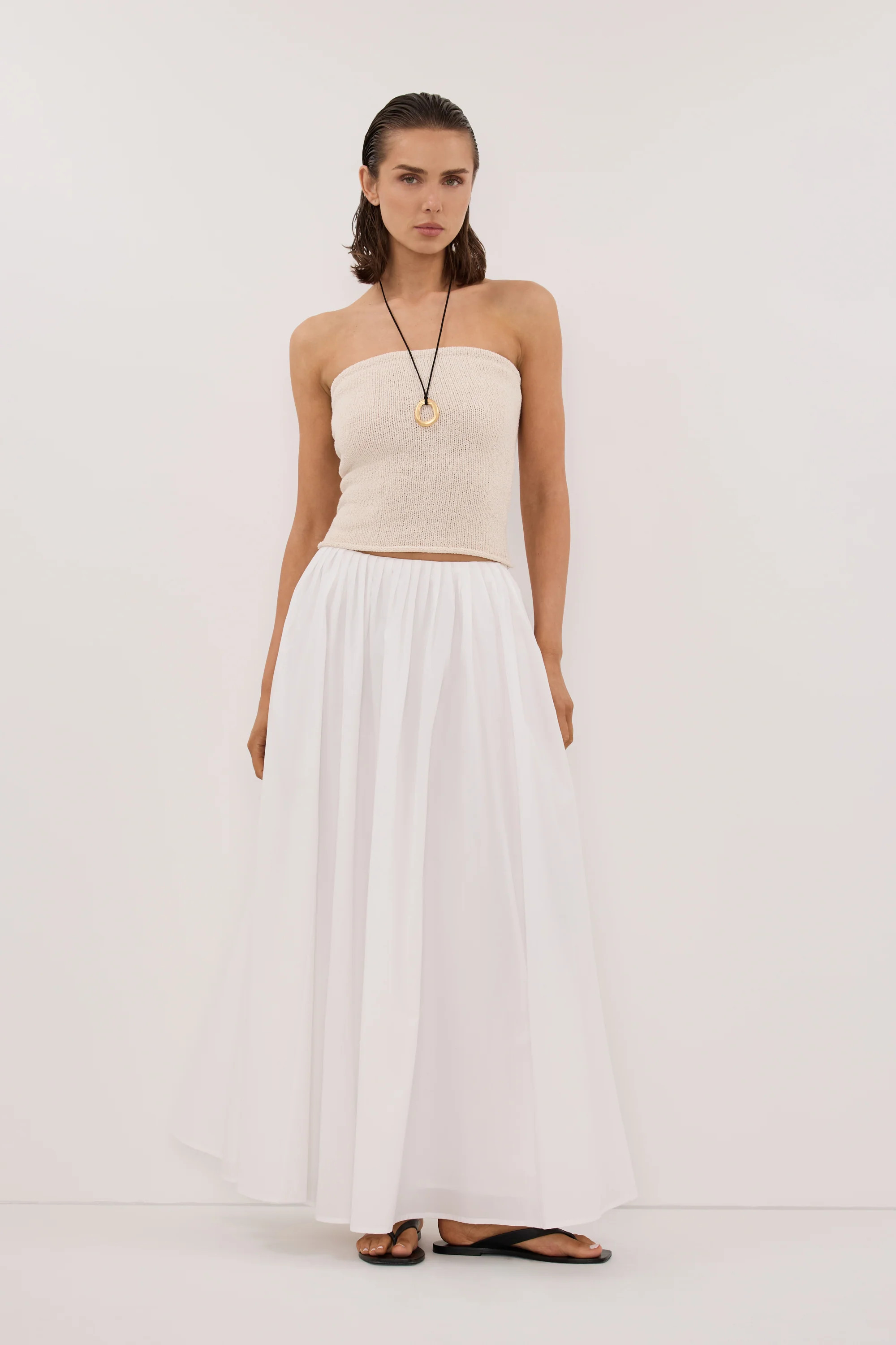 KARA SANDSTONE BANDEAU KNIT TOP | DISSH