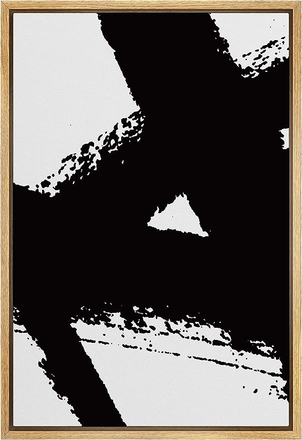 SIGNWIN Framed Canvas Print Wall Art Black Ink Paint Stroke Stripe Collage Abstract Shapes Illust... | Amazon (US)