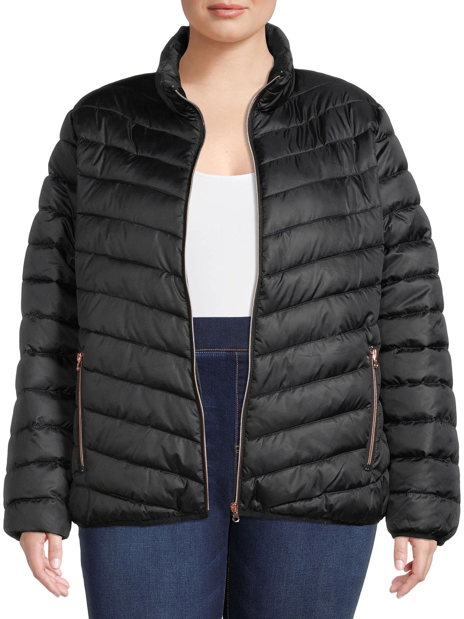 Big Chill Women's and Women’s Plus Packable Puffer Jacket, Midweight, Sizes S-3X | Walmart (US)