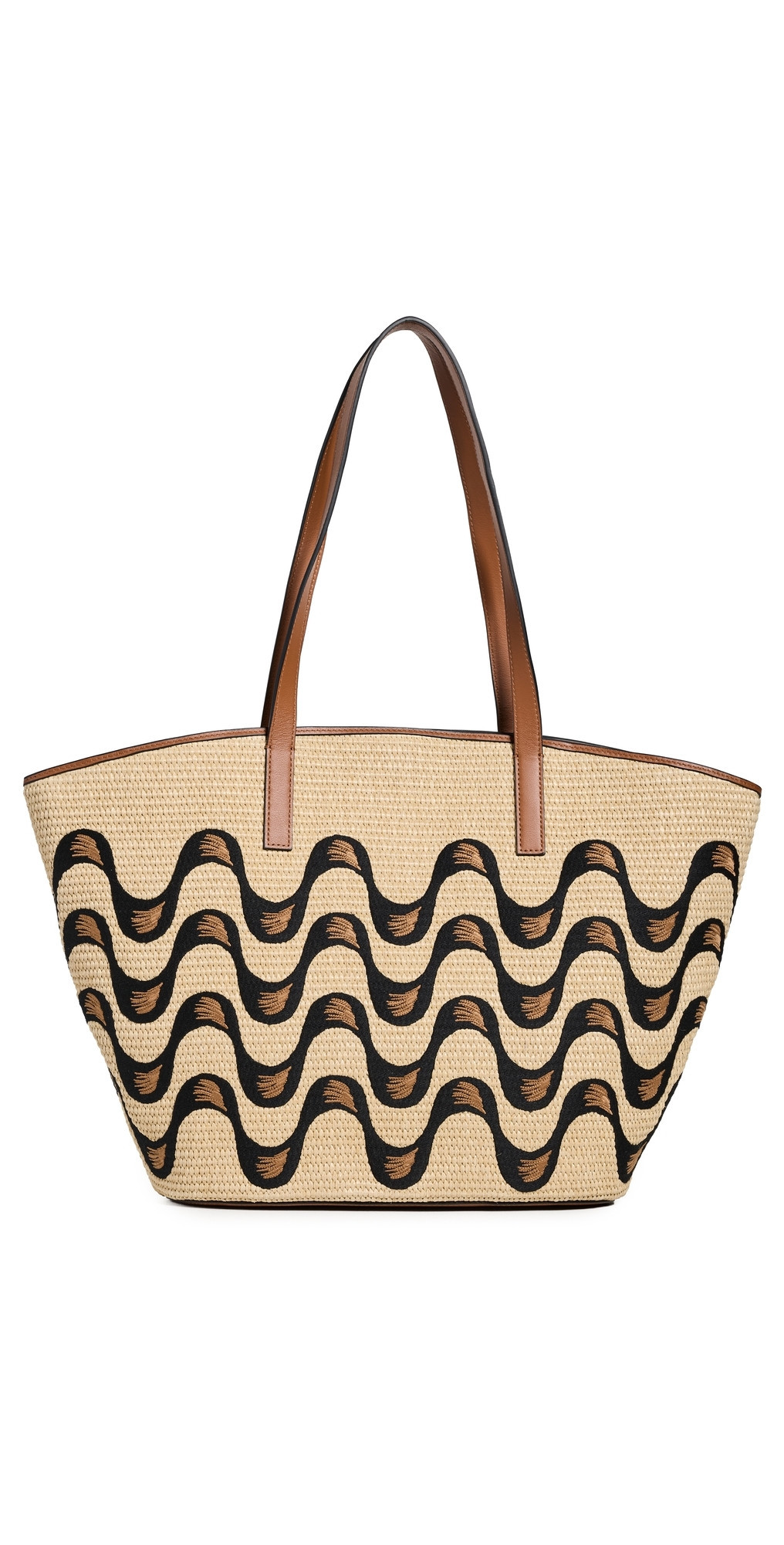 FARM Rio Raffia Basket Large Tote Bag Natural Raffia and Black One Size | Shopbop