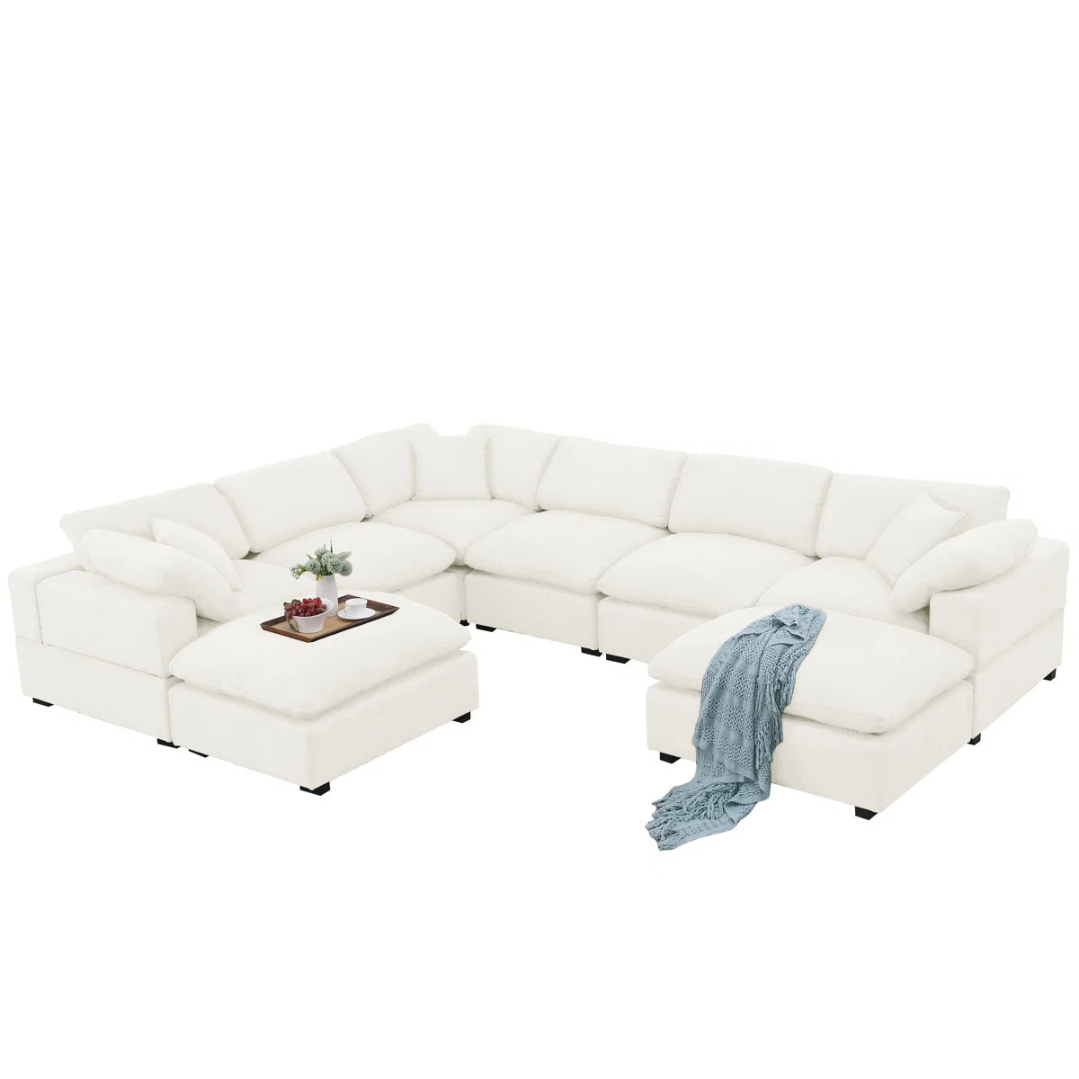 Worthland 143.2" Wide Chenille Reversible Corner Sectional Sofa Couch(8- Piece) | Wayfair North America