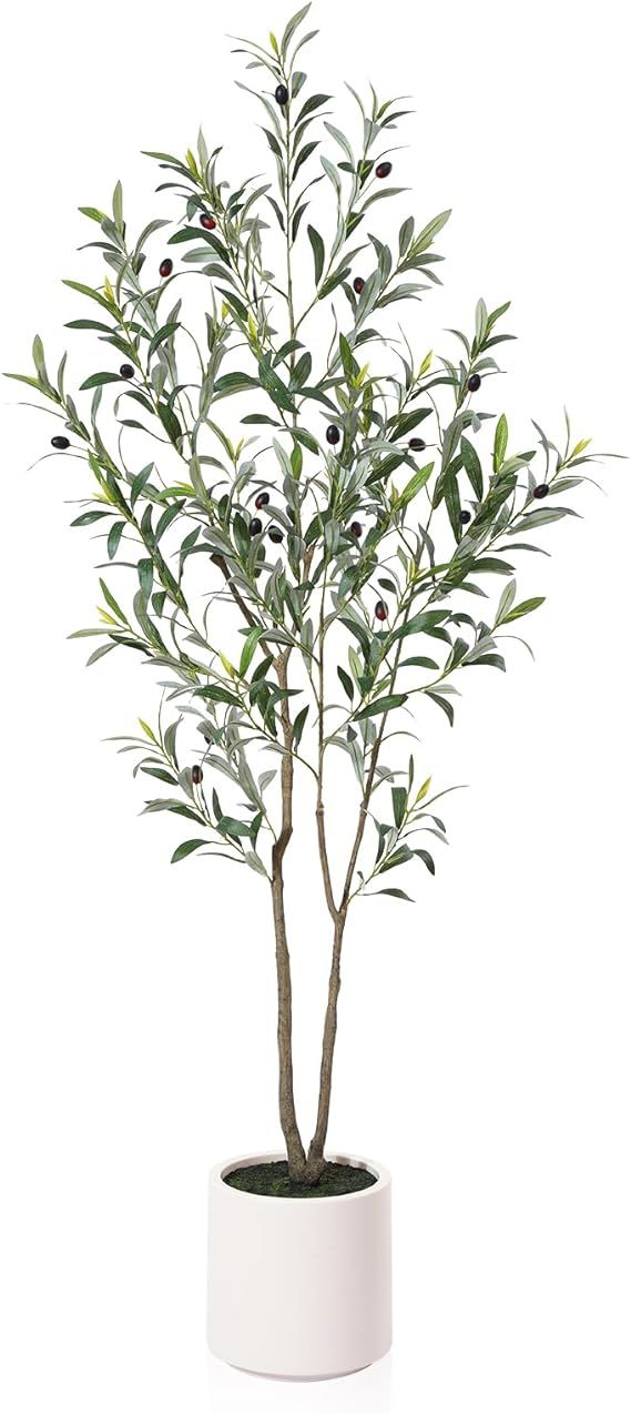 LOMANTO Artificial Olive Trees, 5 ft Tall Fake Olive Trees for Indoor, Faux Olive Silk Tree, Larg... | Amazon (US)