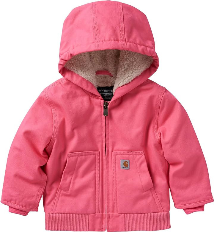 Carhartt Baby Girls' Sherpa-Lined Hooded Canvas Zip-up Jacket | Amazon (US)