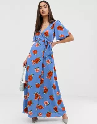 Fashion Union - Robe portefeuille longue à fleurs | ASOS FR