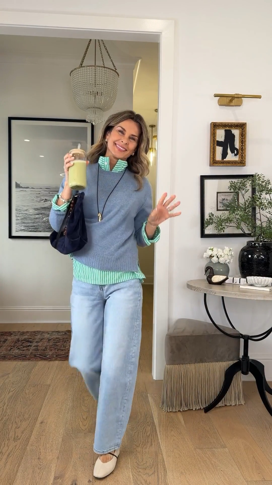 I’m 5’6’’.
-Quince cashmere sweater size S/TTS
-pants I size up one size and I’m wearing the 28’’ length in cool blue
-flats were TTS, very comfortable
-Mersea shirt is as soft as PJ’s but gives you that cool mom look! Size S/M Several colors available! 

#LTKOver40 #LTKSeasonal #LTKootd