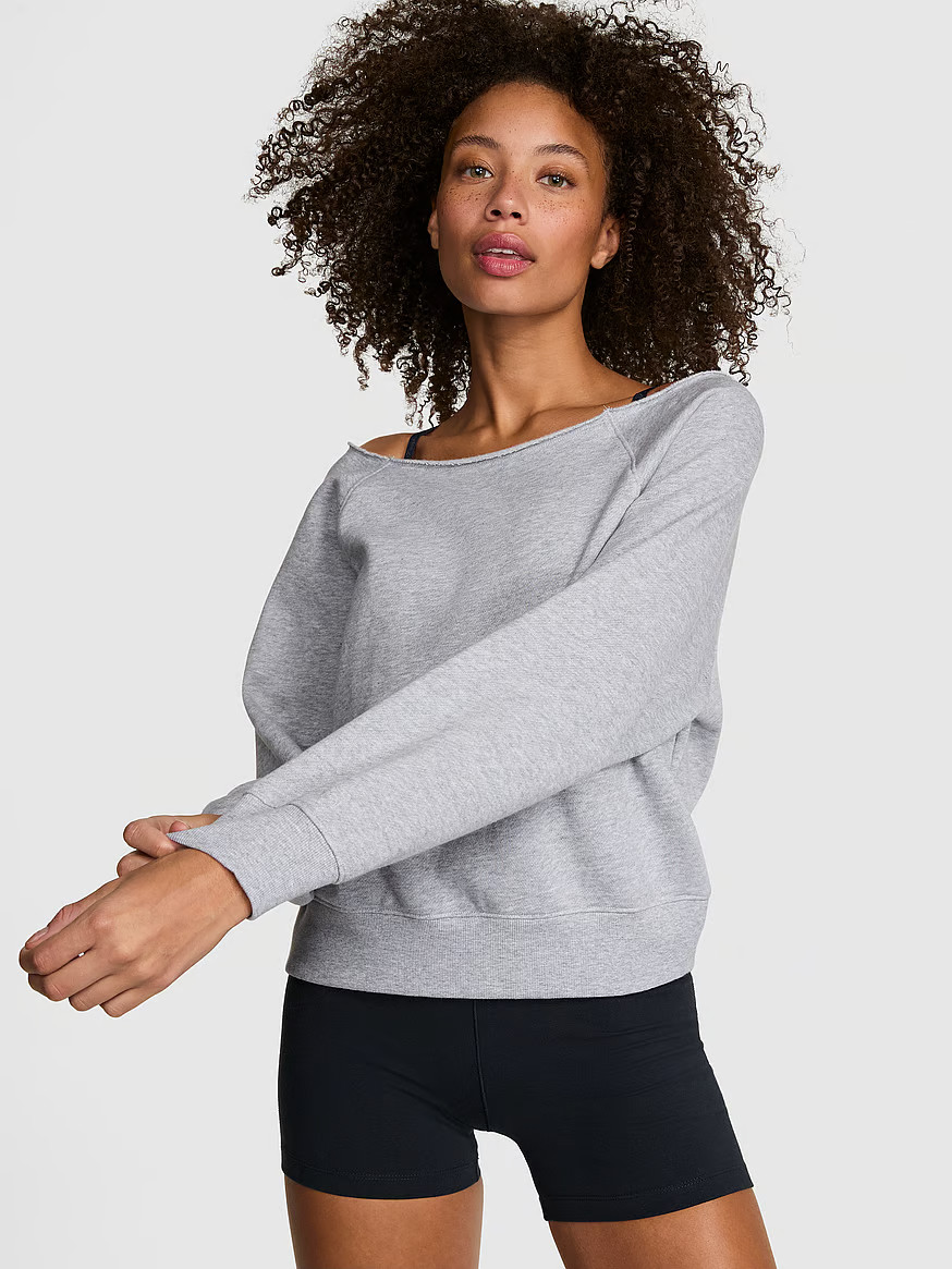 Buy Ivy Fleece Off-The-Shoulder Sweatshirt, Pure Black Fashion Show - Order Hoodies & Sweatshirts... | Victoria's Secret (US / CA )