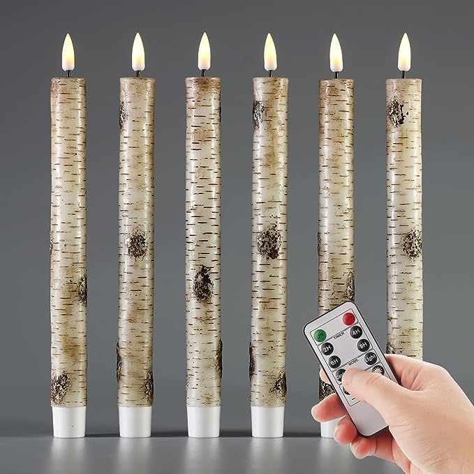 Eywamage Birch Flameless Taper Candles with Remote, Flickering Realistic LED Battery Window Candl... | Amazon (US)