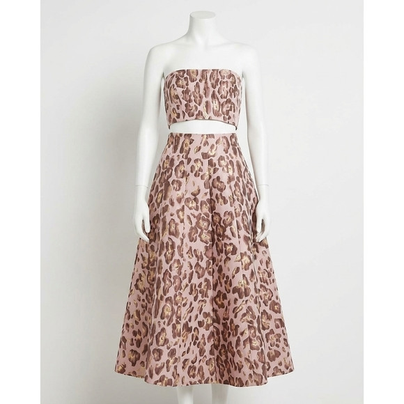 NEW CARA CARA mimosa a-line midi skirt in painted animal blush metallic jacquard | Poshmark