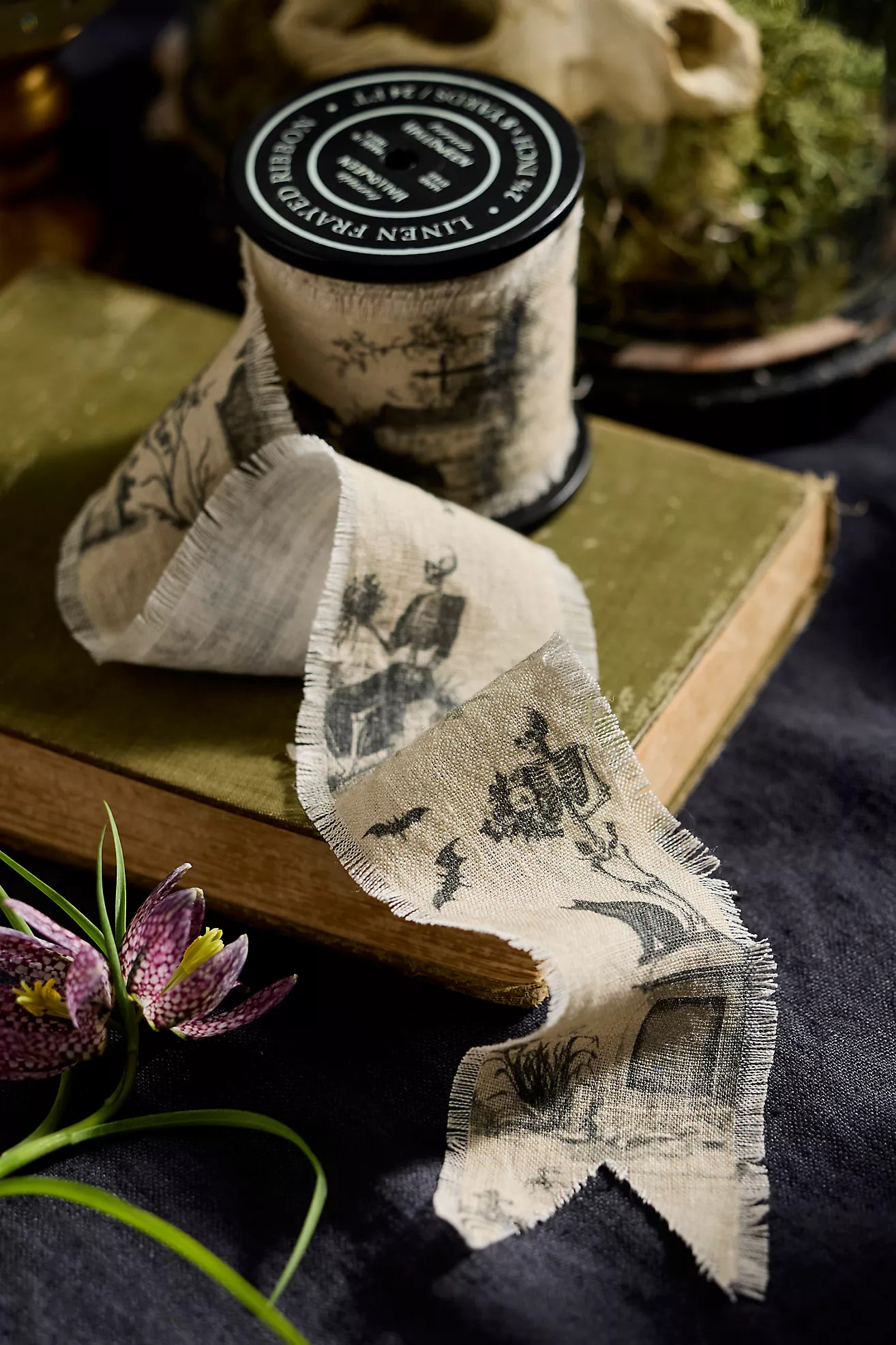 Halloween Toile Linen Ribbon | Terrain