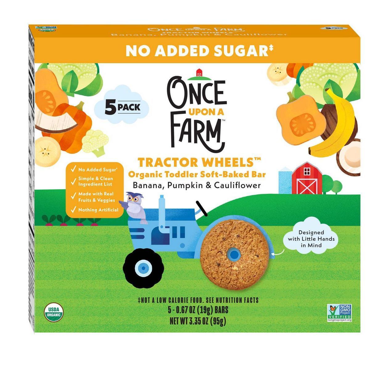 Once Upon a Farm Tractor Wheels Banana Pumpkin & Cauliflower Baby Snacks - 3.35oz | Target
