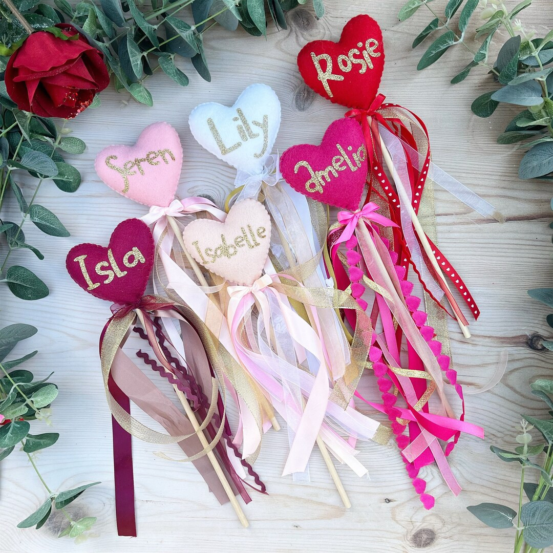 Pink Red White Heart wand / Flower Girl / Wedding / Girls room decor / Heart decor | Etsy (UK)
