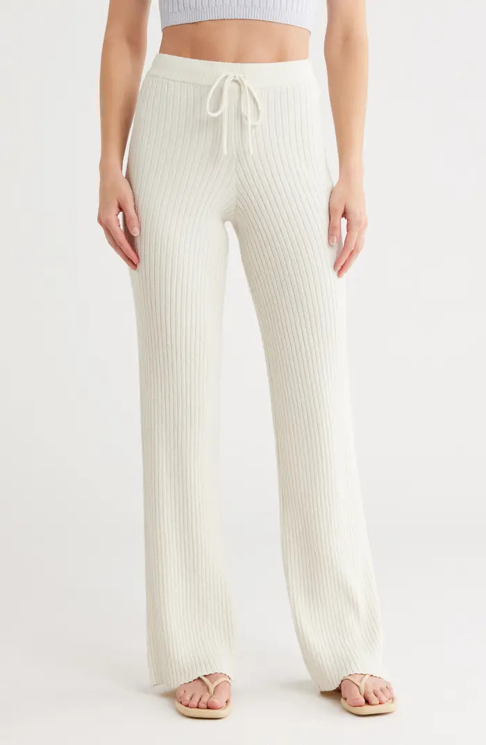Terry Rib Knit Wide Leg Pants | Nordstrom Rack