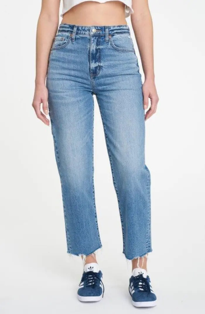 Sundaze Utility Raw Hem Crop Straight Leg Jeans | Nordstrom