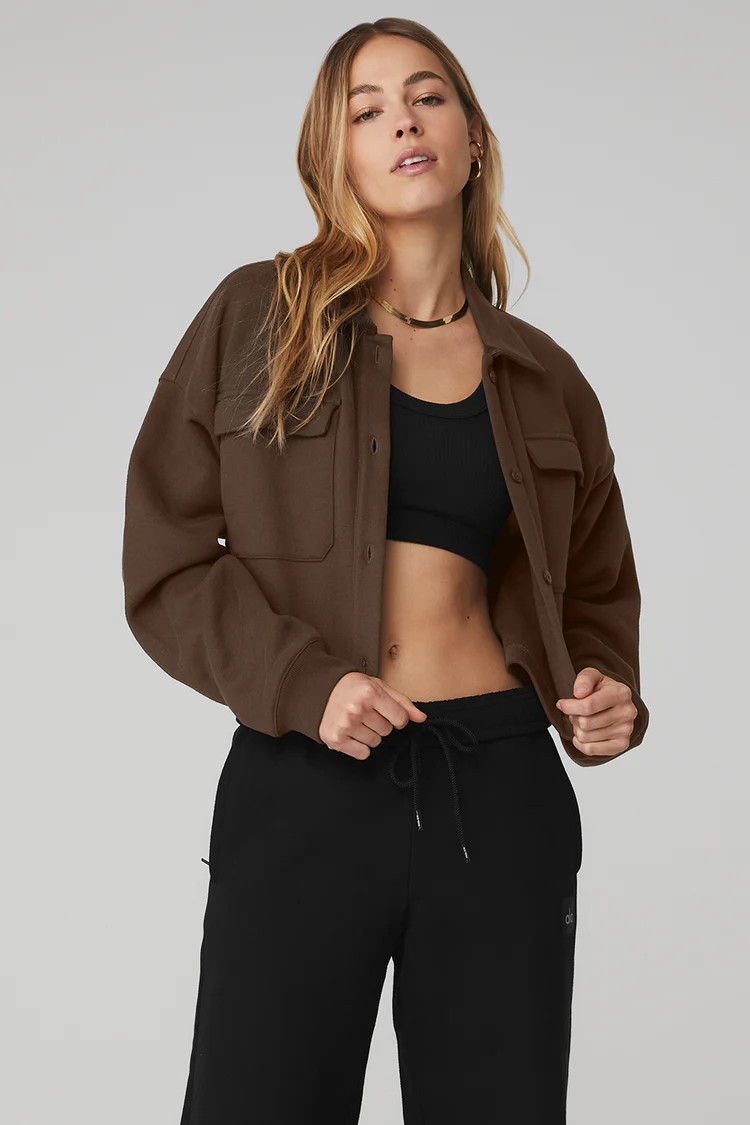 Renown Cropped Button-Up Pullover - Espresso | Alo Yoga (US)
