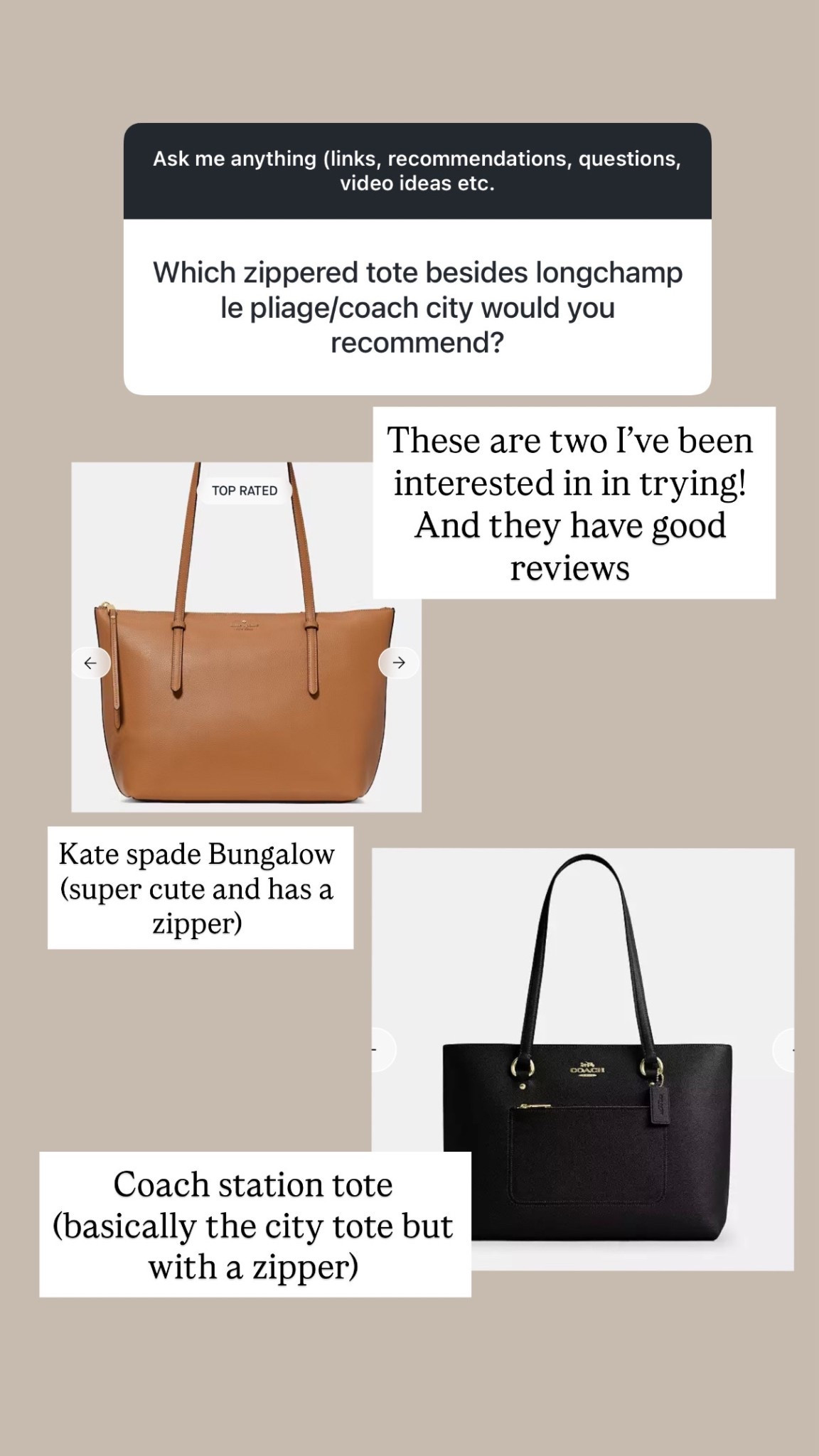 Totes with a zipper
Coach outlet station tote
Kate spade bungalow
