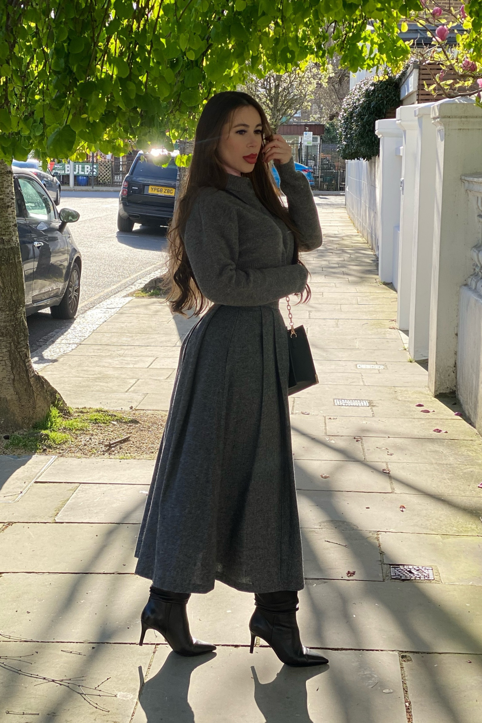 Zara • Carvela 

Grey Button up Cardigan, Grey Midi Length Skirt and Black Slouch Ankle Boots 

Day outfit, brunch outfit, London street style, grey outfit 

#zara #zaraoutfit #Londonstyle #greyoutfit #midiskirt 

#LTKspring #LTKuk #LTKsale
