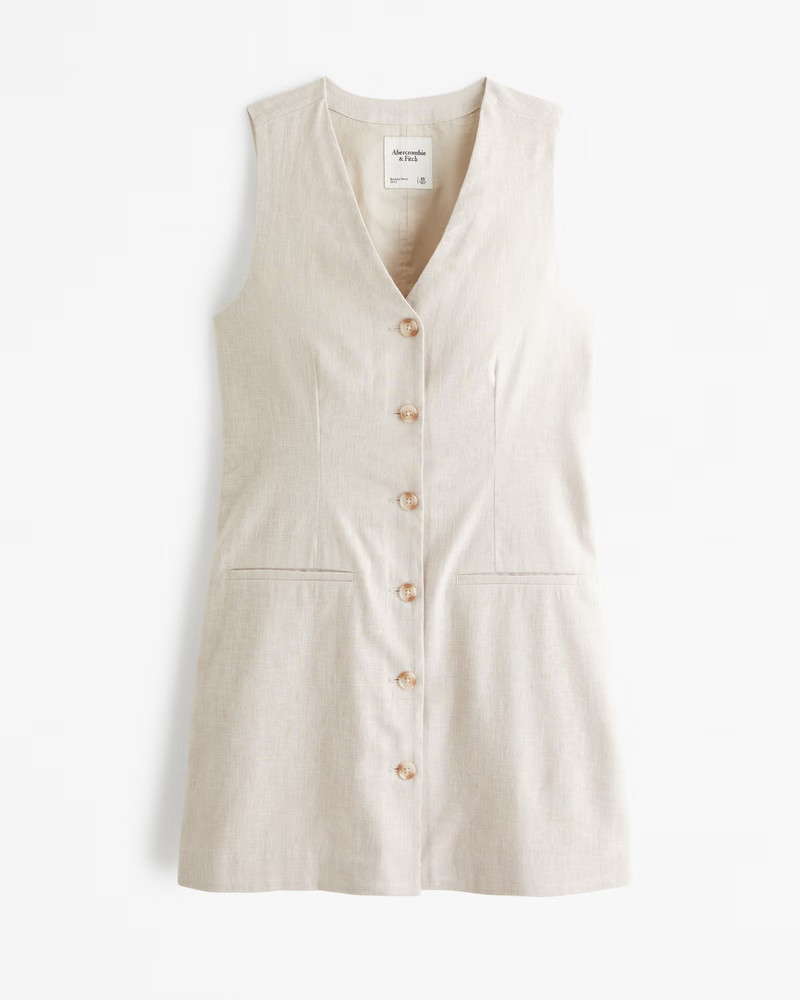 The A&F Mara Linen-Blend Vest Mini Dress | Abercrombie & Fitch (US)