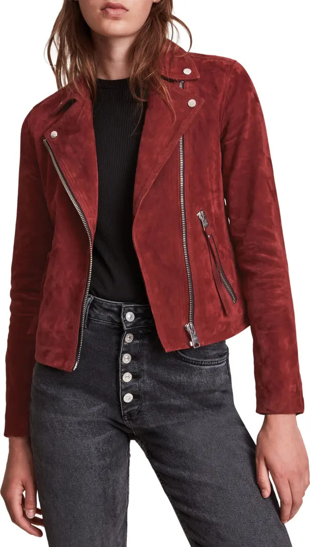 AllSaints Dalby Suede Biker Jacket | Nordstrom | Nordstrom