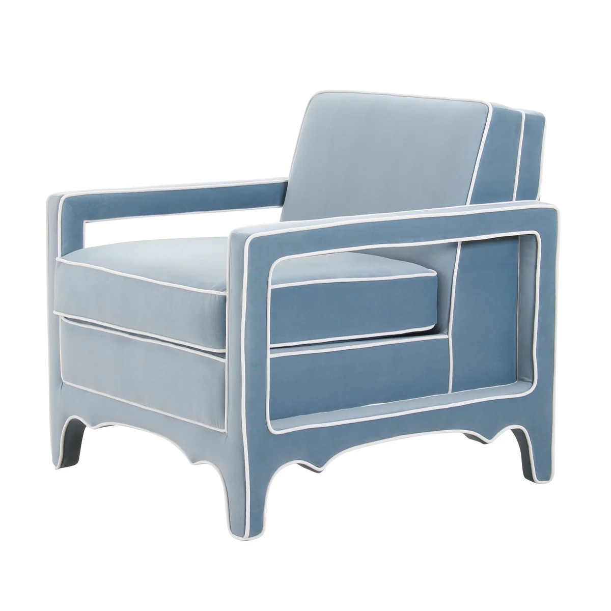 Cary Chair in Frost Blue | Modern Velvet Armchair | Scout Design Studio