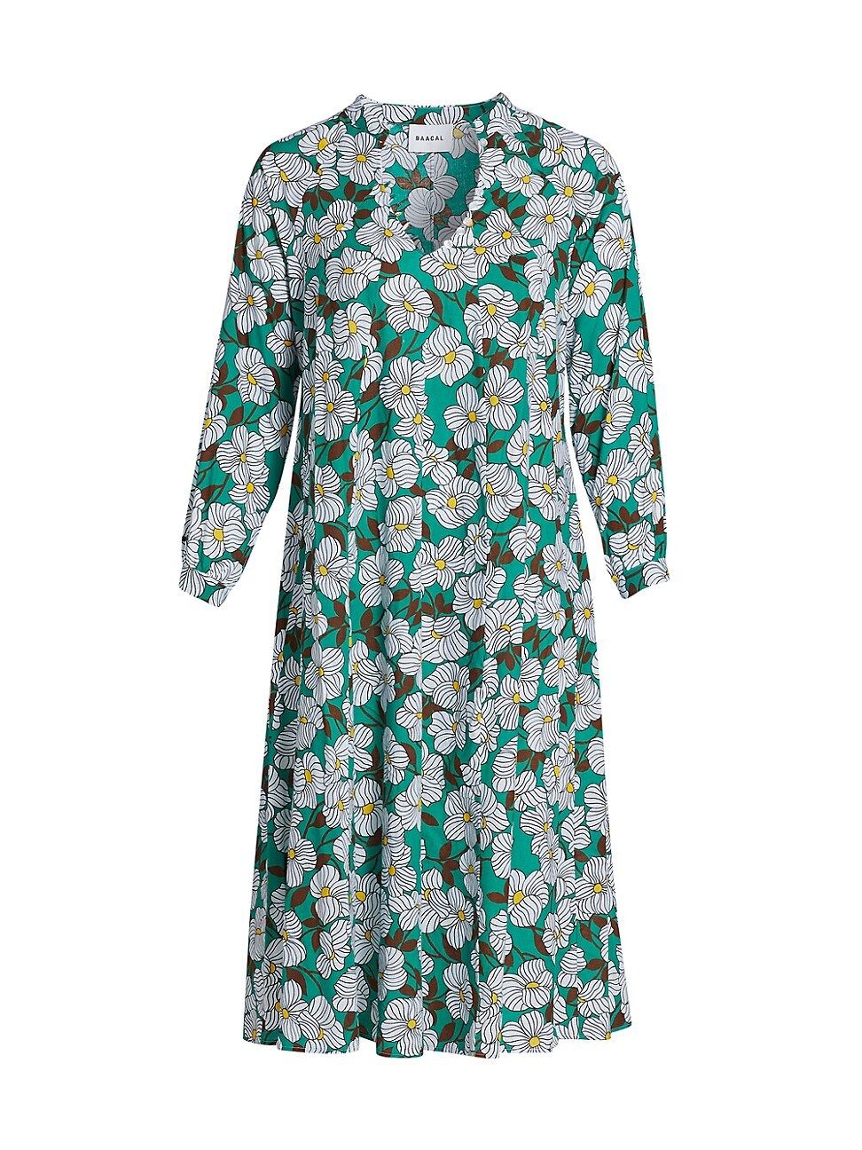 Floral V-Neck Midi Dress | Saks Fifth Avenue