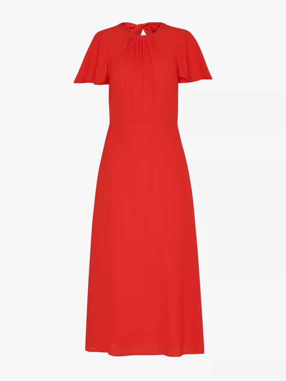 Annabelle cape-sleeves woven midi dress | Selfridges