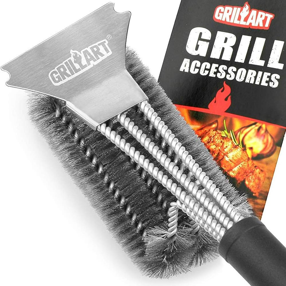 GRILLART Grill Brush and Scraper BBQ Brush for Grill, Safe 18" Stainless Steel Woven Wire 3 in 1 ... | Amazon (US)