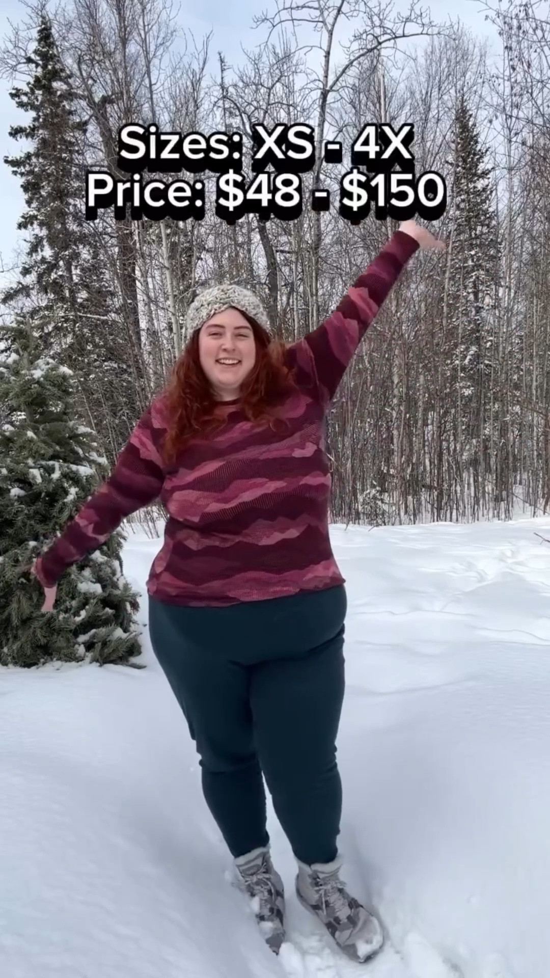 Brand 29 is @smartwool ! They’re the best base layers I have found for cold weather. I’ve worn these in Alaska and they kept me dry and warm. They go up to a 4X and are generously sized. I would even recommend going down a size for a tighter base layer fit. 

 Smart wool is sold at a lot of retailers. From the US website you can only ship directly in the United States. it appears that they have a Canadian and European among other webpages that ship in those regions. I imagine they have more worldwide shipping access if you order from those specific websites or retailers that carry their products. 

I only share brands that I have personally tried and smart wool is one of the best for winter gear for plus sizes! It can be hard to find outdoor wear in extended plus. 

If you’re looking for more brands, be sure to follow along and check out my old videos and more will be on the way soon. 

#plussizeshopping