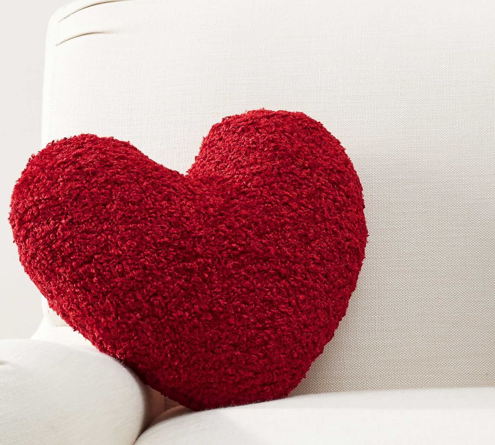 Cozy Teddy Faux Fur Heart Shaped Pillow | Pottery Barn (US)