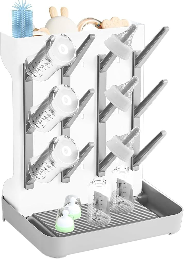 Baby Bottle Drying Rack for Newborn Feeding Essentials, Grey, Large | Amazon (UK)