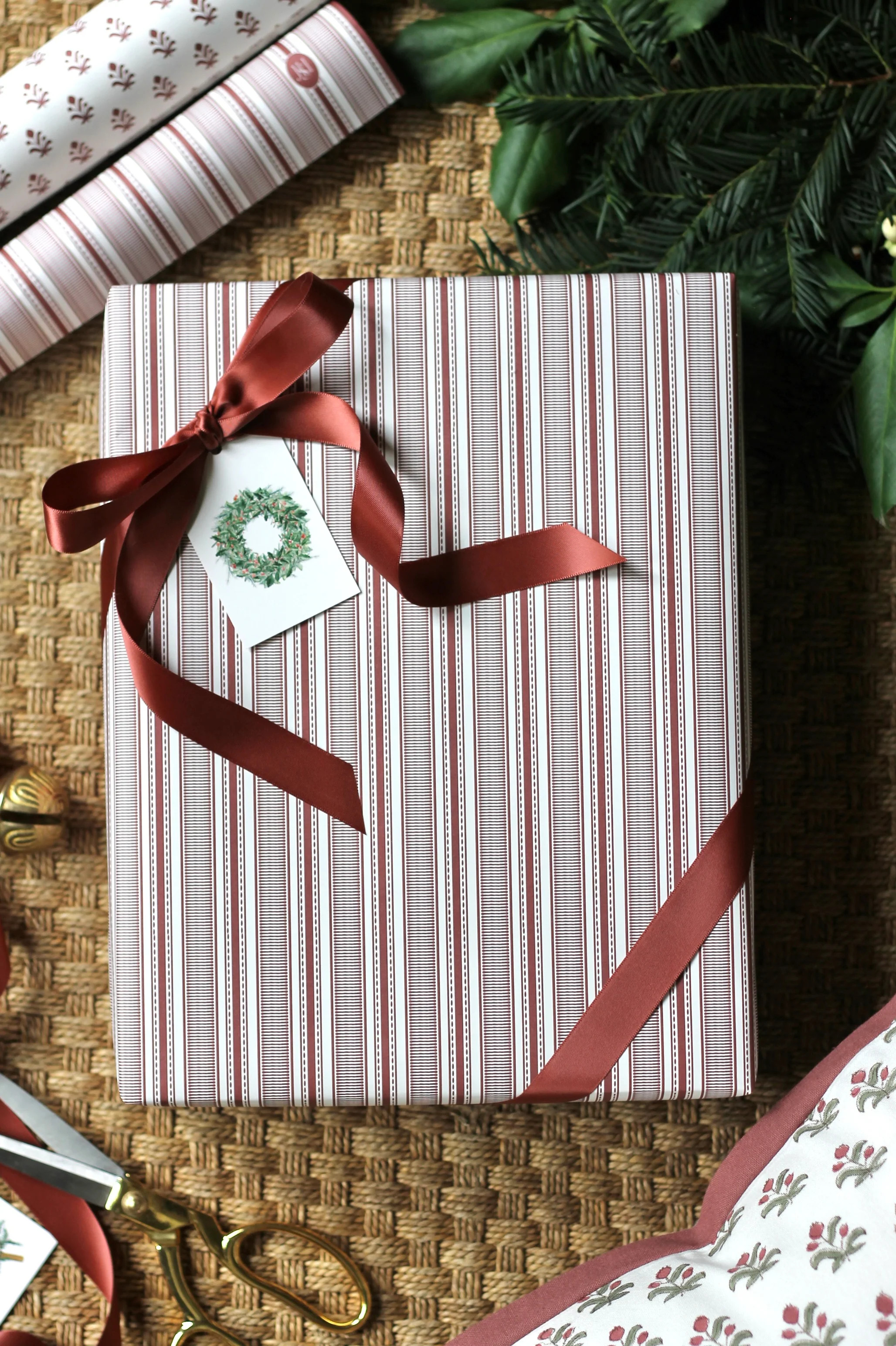 Grosgrain Stripe in Red Wrapping Paper | JSH Home Essentials