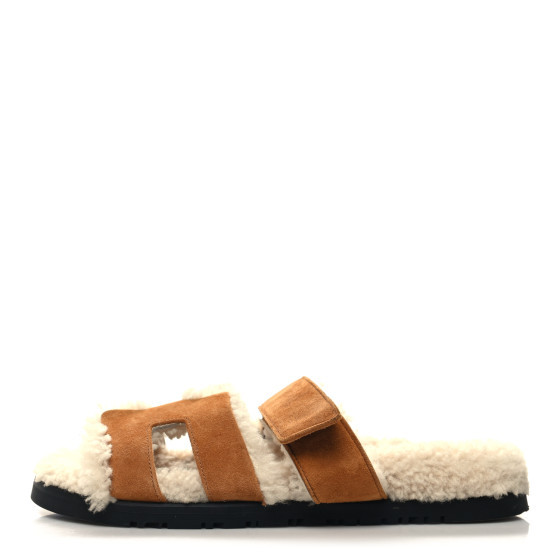 Suede Goatskin Woolskin Womens Chypre Sandals 37.5 Naturel Ecru | FASHIONPHILE (US)