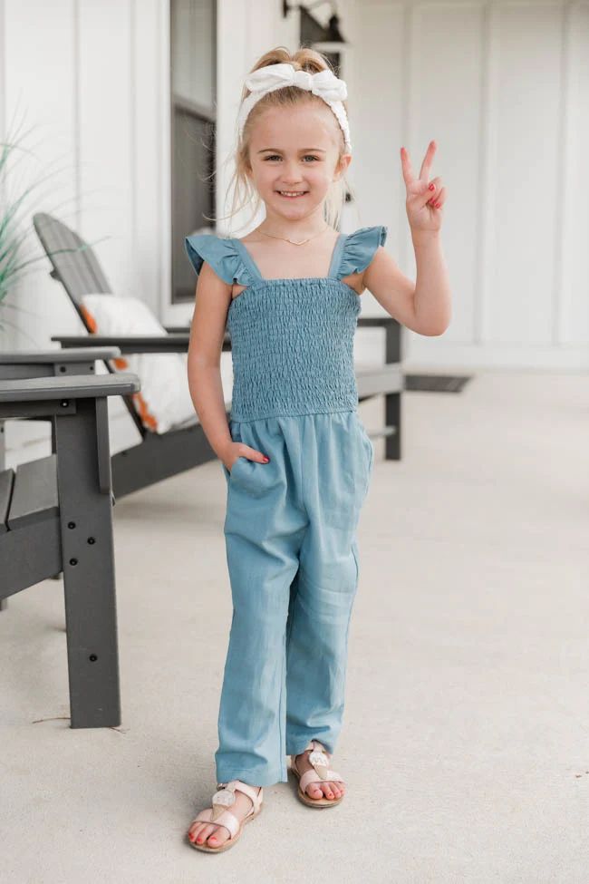 Kid's Perfectly Poised Blue Jumpsuit | The Pink Lily Boutique
