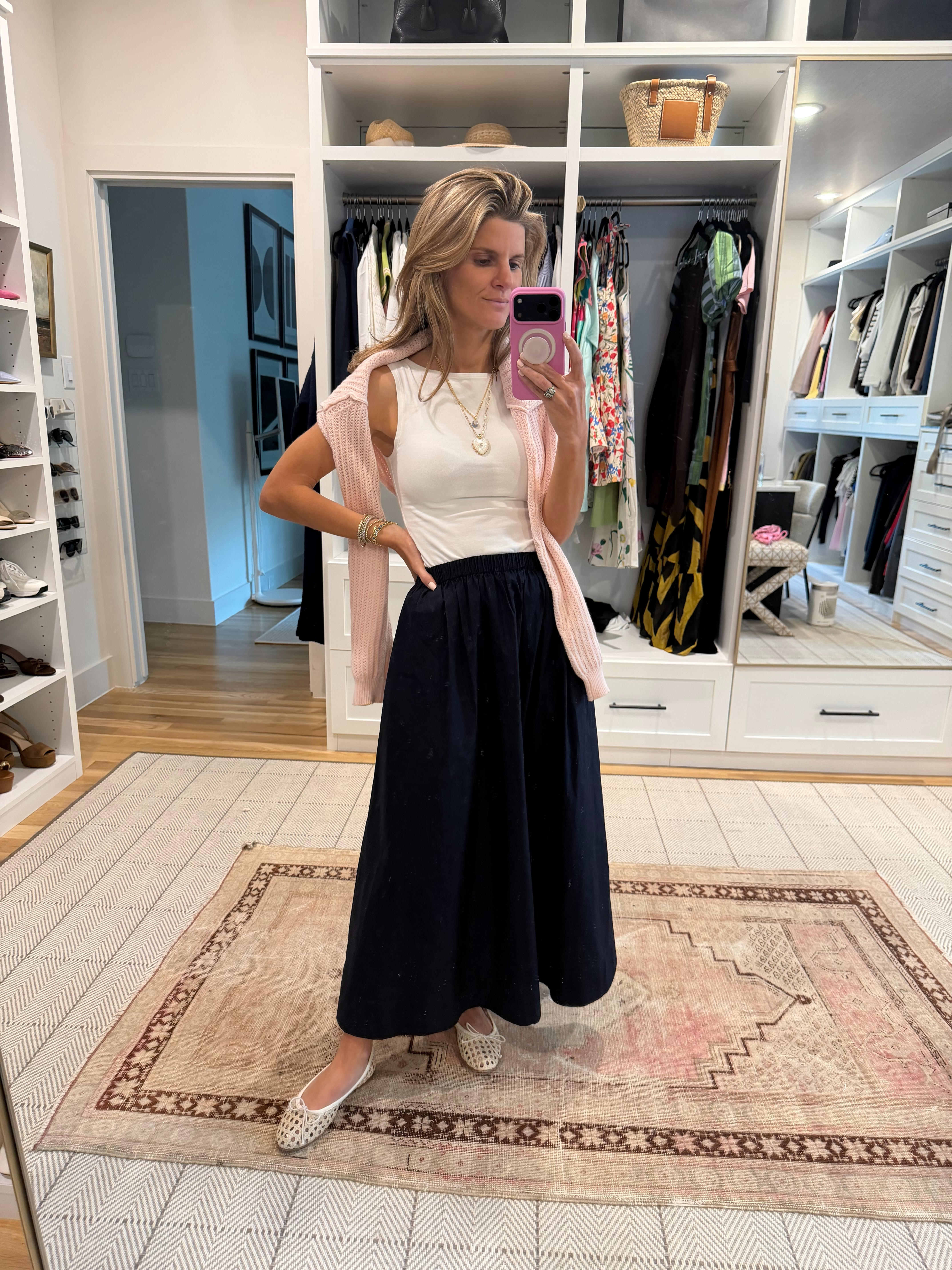 Quince Poplin Navy skirt (XS). use code BB15 for 15% Thatch necklace! 

 