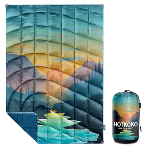 hotkoko Puffy Camping Blanket,Camping Blankets for Cold Weather Packable Puffy Blanket for Outdoor Camping,Traveling, Stadium, Hiking, Picnics 52x75 inches | Amazon (US)