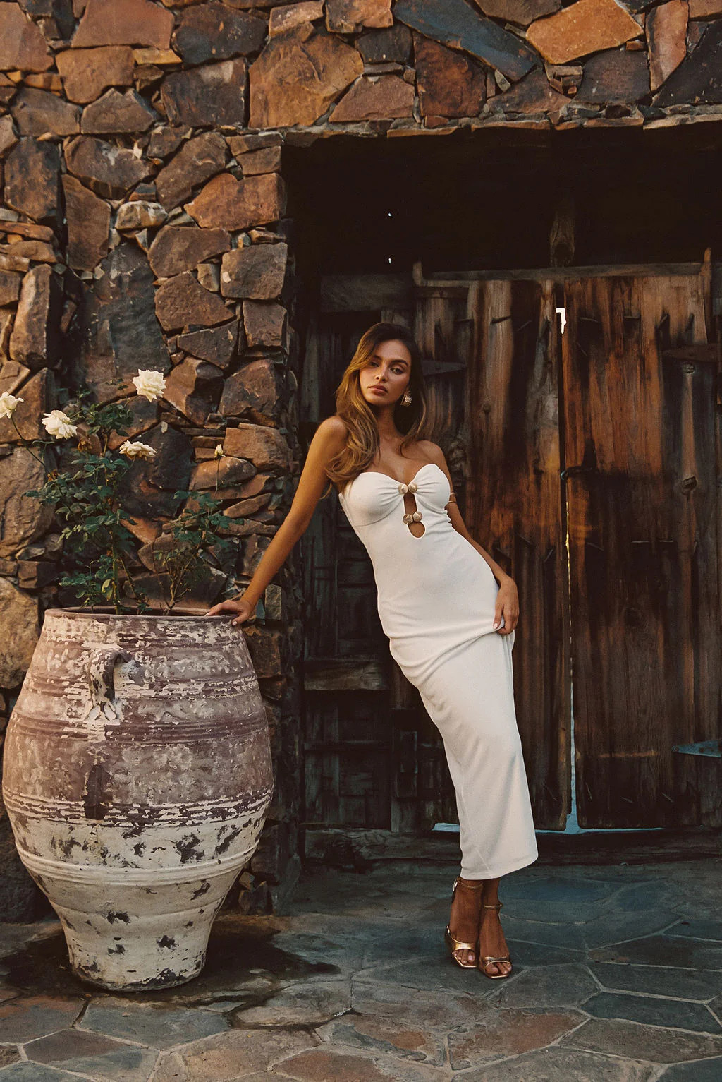 Rayne White Embellished Maxi Dress | 12th Tribe